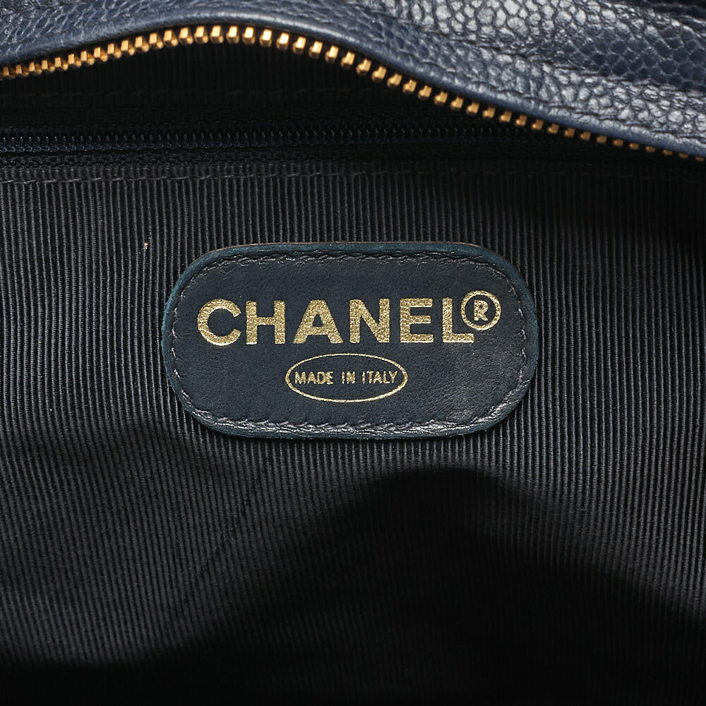 CHANEL Chanel Caviar Skin Matelasse Turn Lock Tote Bag Navy Gold-Tone Hardware, Pre-Owned