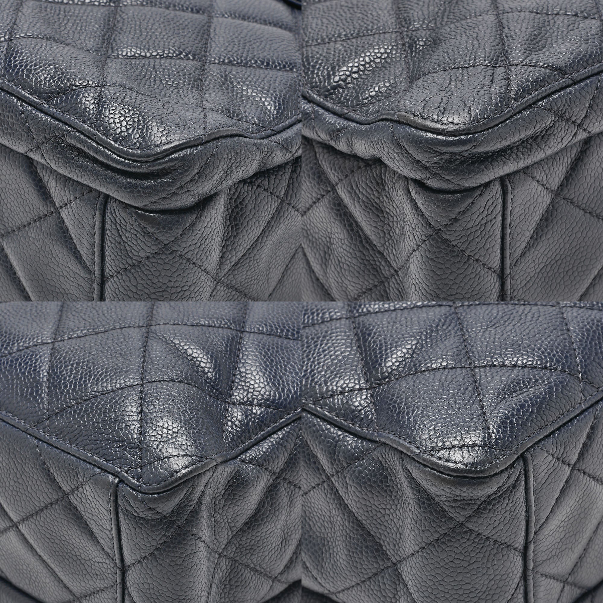 CHANEL Chanel Caviar Skin Matelasse Turn Lock Tote Bag Navy Gold-Tone Hardware, Pre-Owned