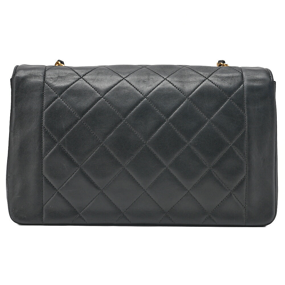 CHANEL Matelasse Diana Flap 25cm Chain Shoulder Lambskin Black Gold-Tone Hardware, Pre-Owned