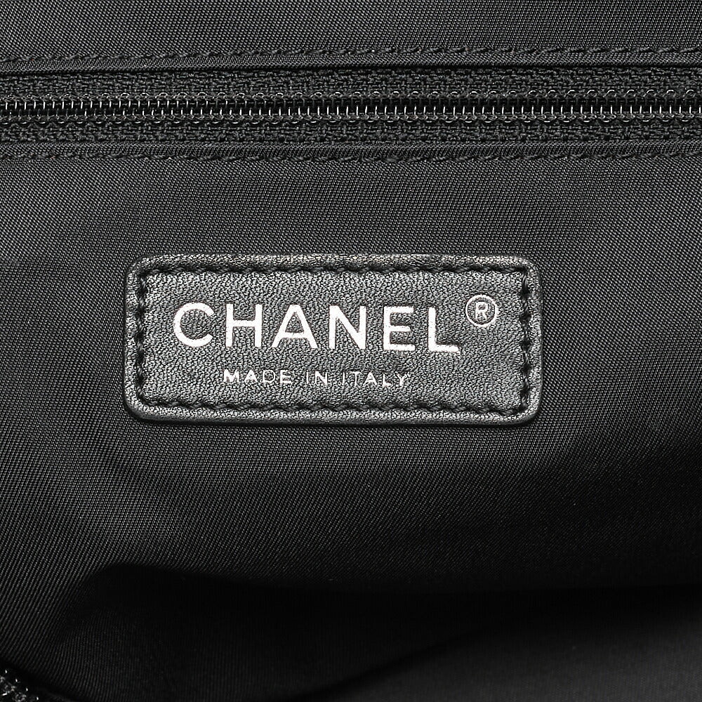 CHANEL Paris Biarritz Fantasy Fur Coco Charm Tote Bag Black Silver-Tone Hardware, Pre-Owned