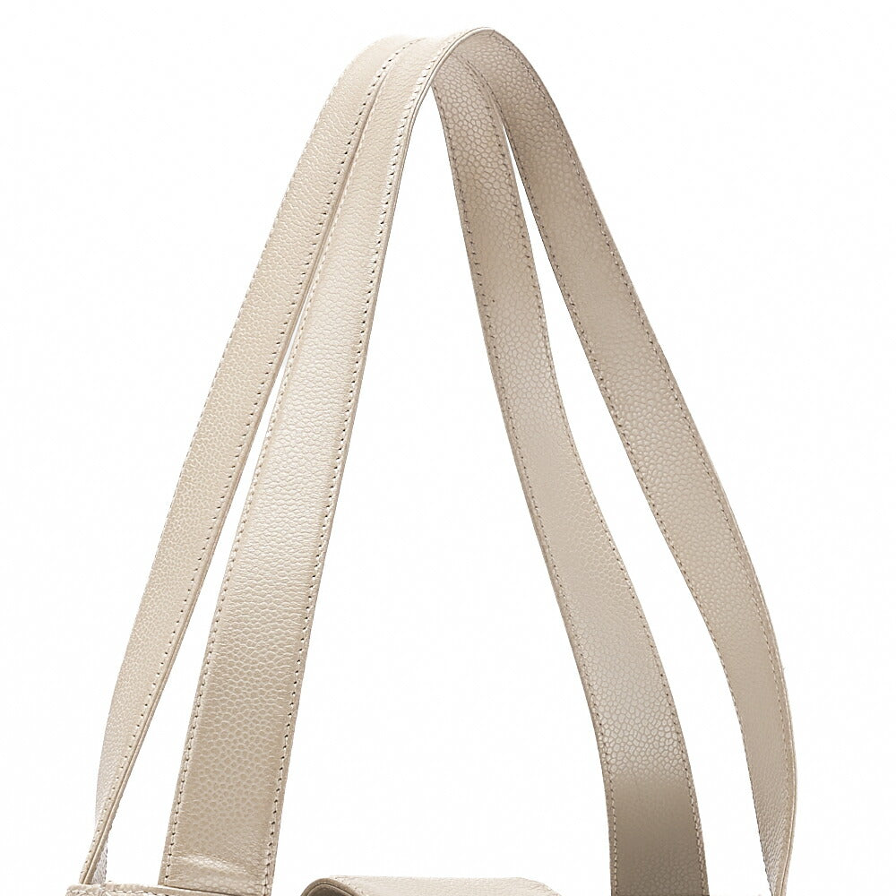 CHANEL Tote Bag Matelasse Turn Rock Bicolore Caviar Skin Ivory Gold-Tone Hardware, Pre-Owned