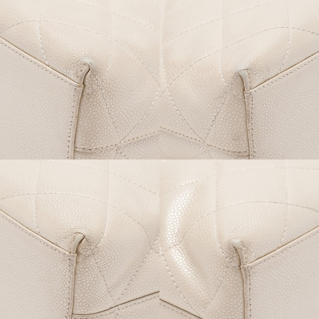 CHANEL Tote Bag Matelasse Turn Rock Bicolore Caviar Skin Ivory Gold-Tone Hardware, Pre-Owned