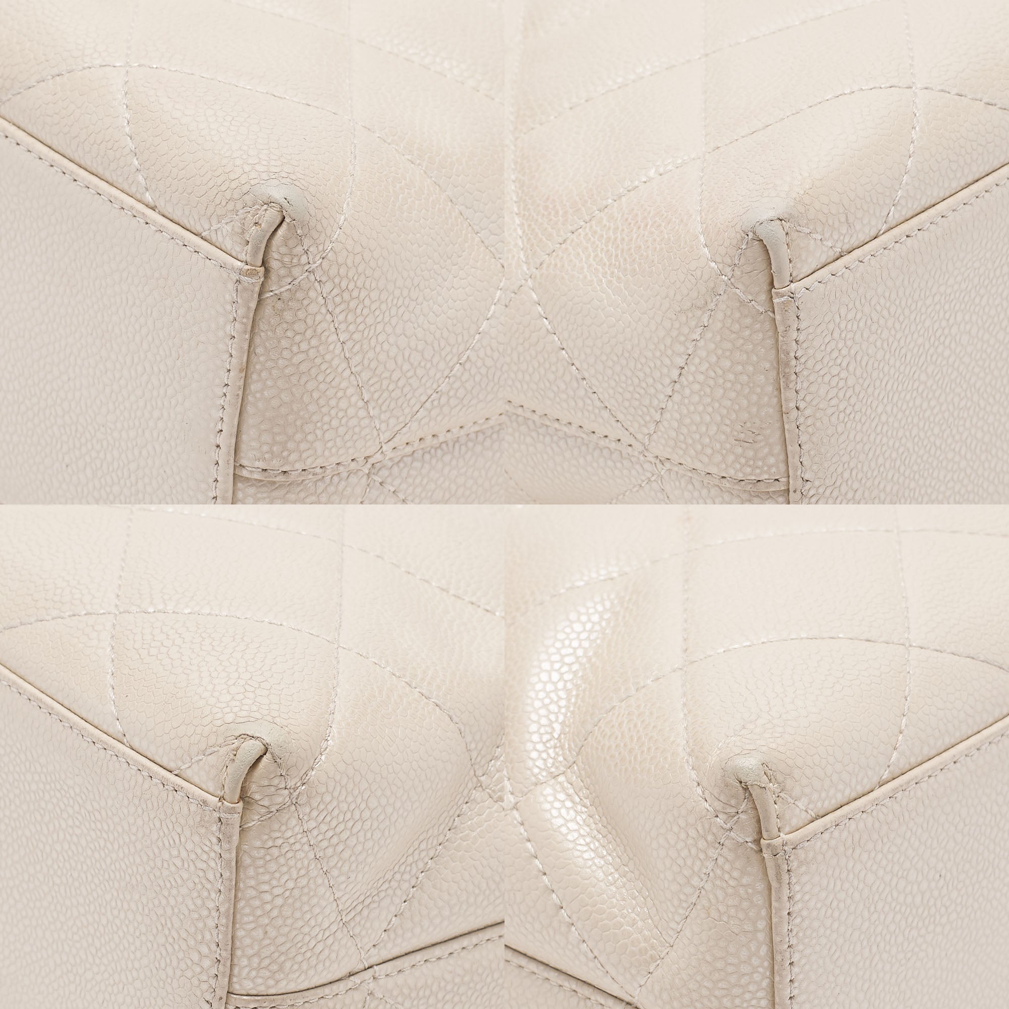 CHANEL Tote Bag Matelasse Turn Rock Bicolore Caviar Skin Ivory Gold-Tone Hardware, Pre-Owned
