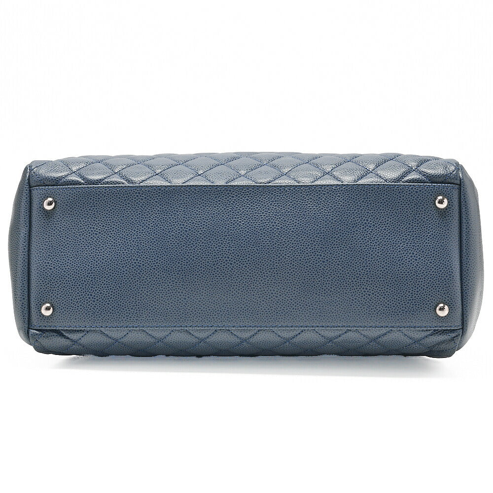 CHANEL Caviar Skin Matelasse with Coco Charm Boring Bag Navy Tone Silver-Tone Hardware, Pre-Owned