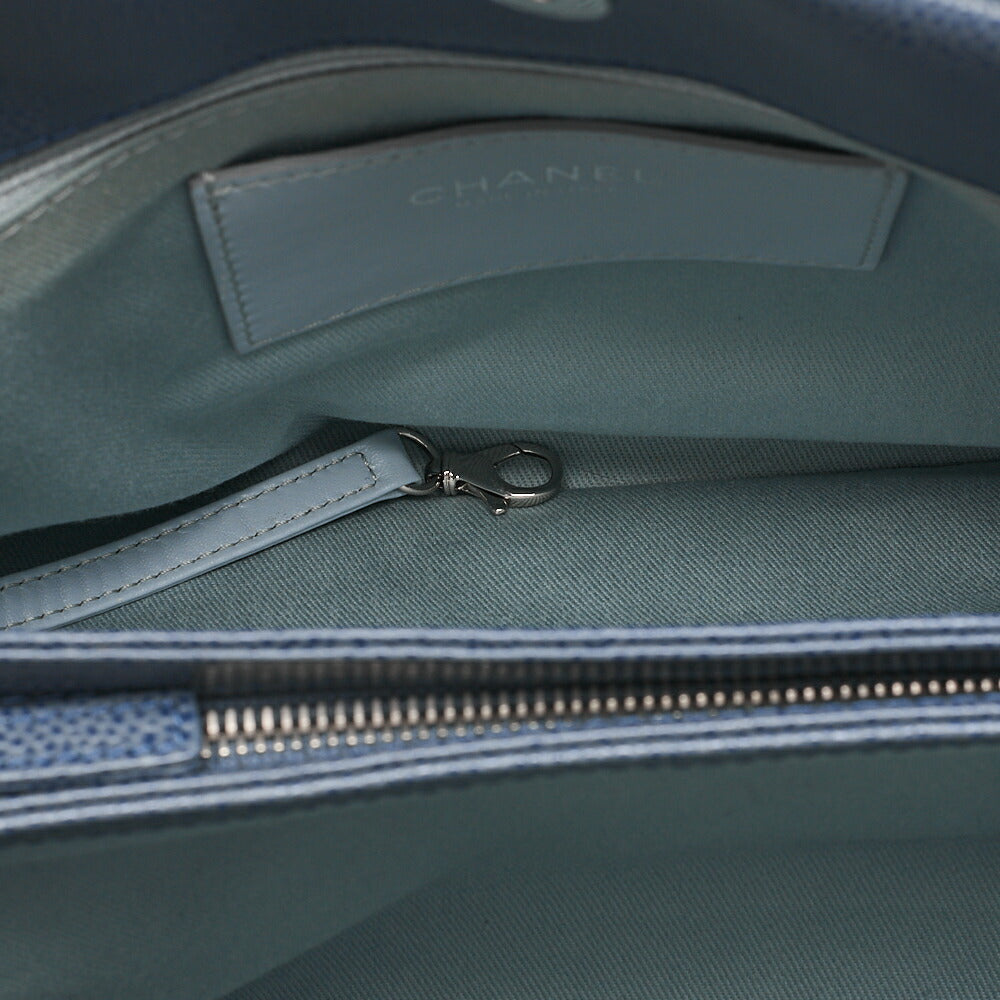 CHANEL Caviar Skin Matelasse with Coco Charm Boring Bag Navy Tone Silver-Tone Hardware, Pre-Owned
