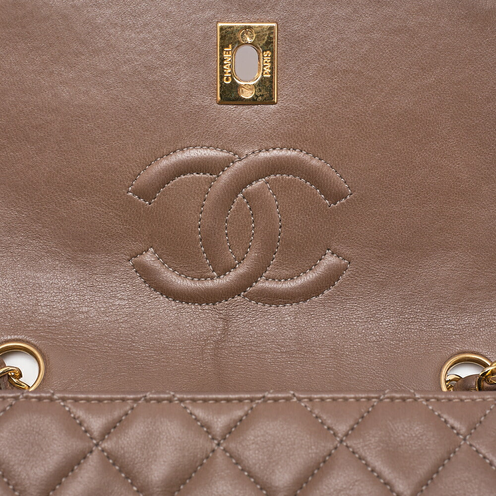 CHANEL Lambskin Matelasse Trapezoidal Single Chain Shoulder Bag Brown Gold-Tone Hardware, Pre-Owned