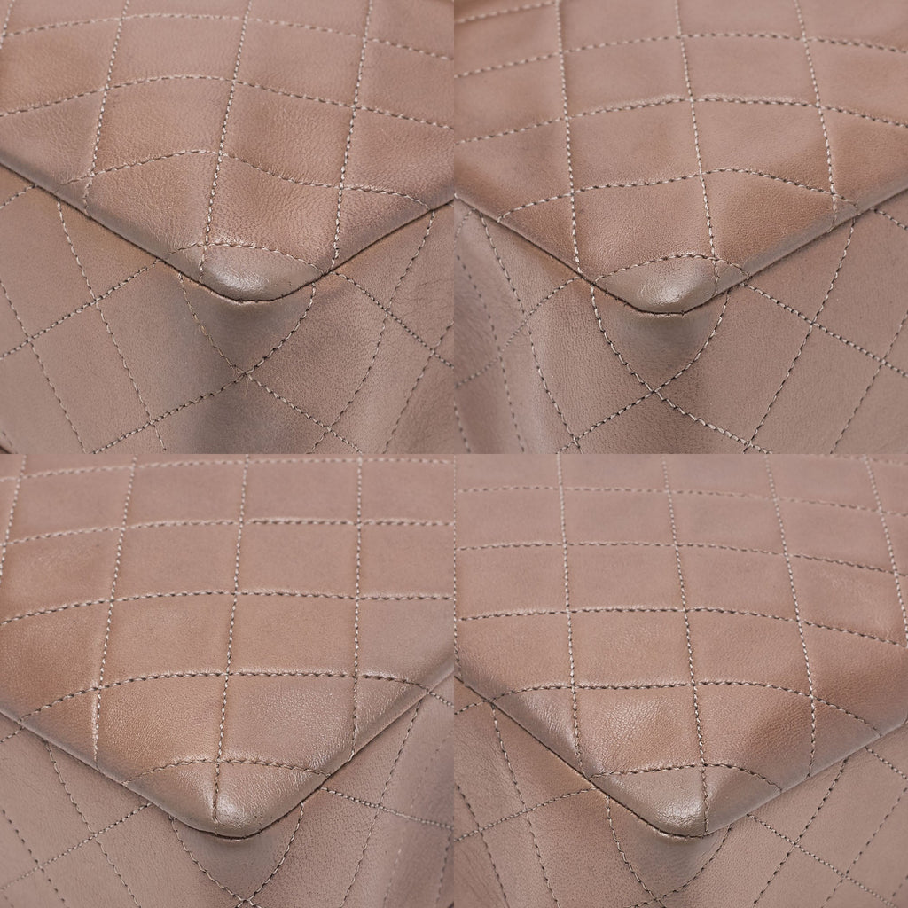 CHANEL Lambskin Matelasse Trapezoidal Single Chain Shoulder Bag Brown Gold-Tone Hardware, Pre-Owned
