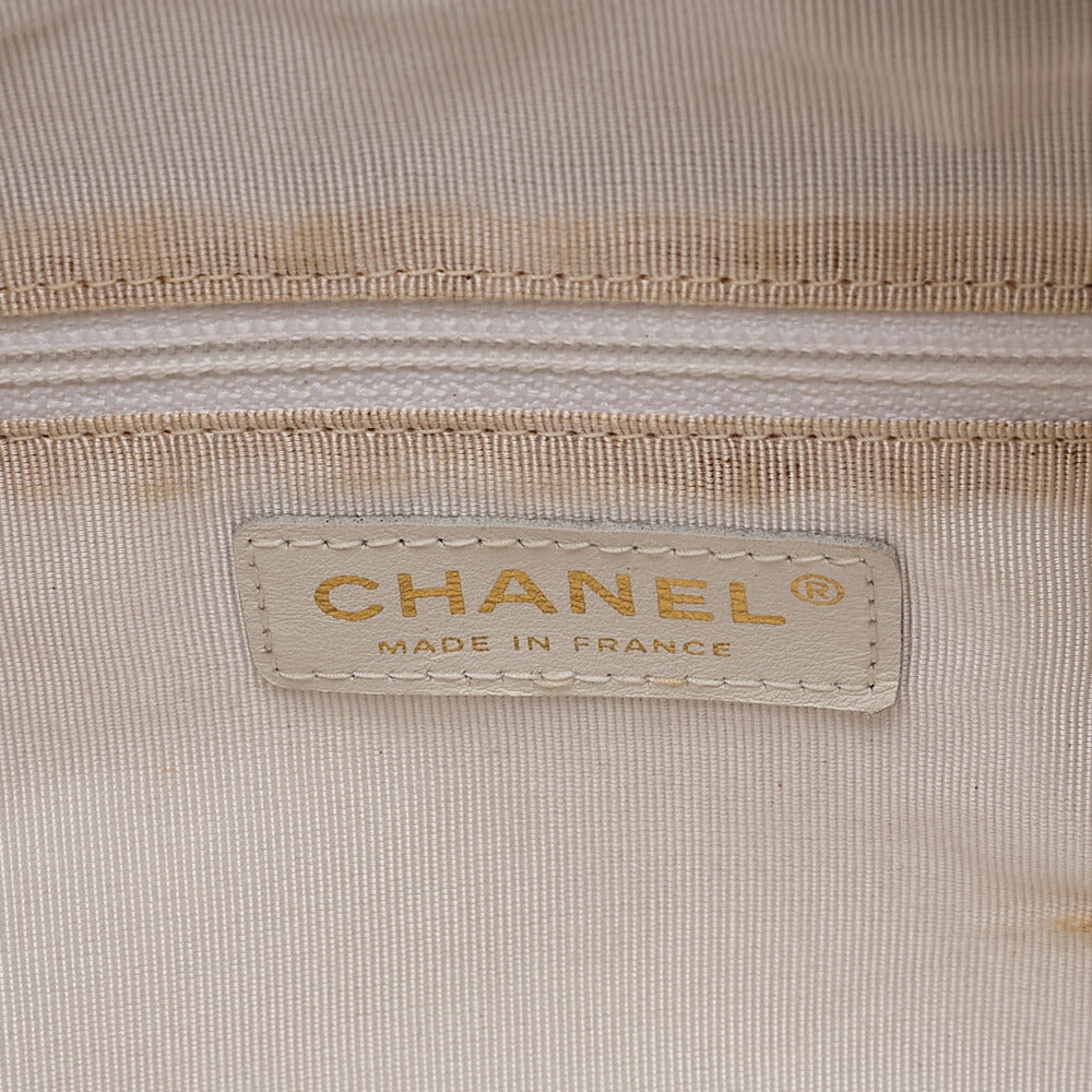 CHANEL Handbag Boston Bag Caviar Skin Matelasse Coco Mark White Gold-Tone Hardware, Pre-Owned