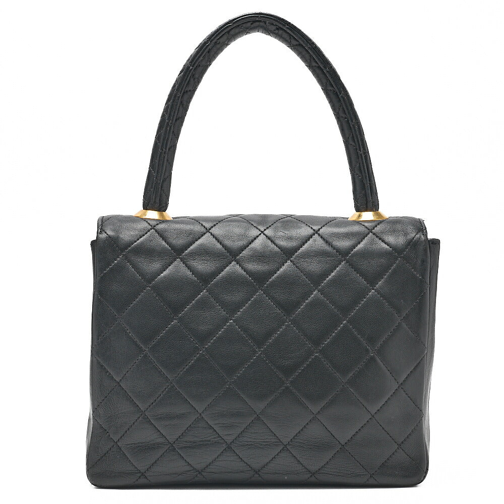 CHANEL Lambskin Matelasse Handbag Black Gold-Tone Hardware, Pre-Owned