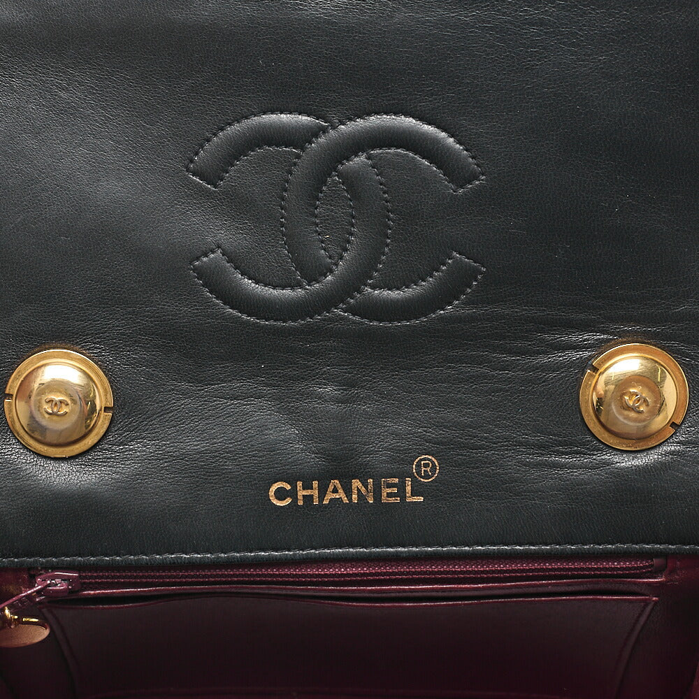 CHANEL Lambskin Matelasse Handbag Black Gold-Tone Hardware, Pre-Owned