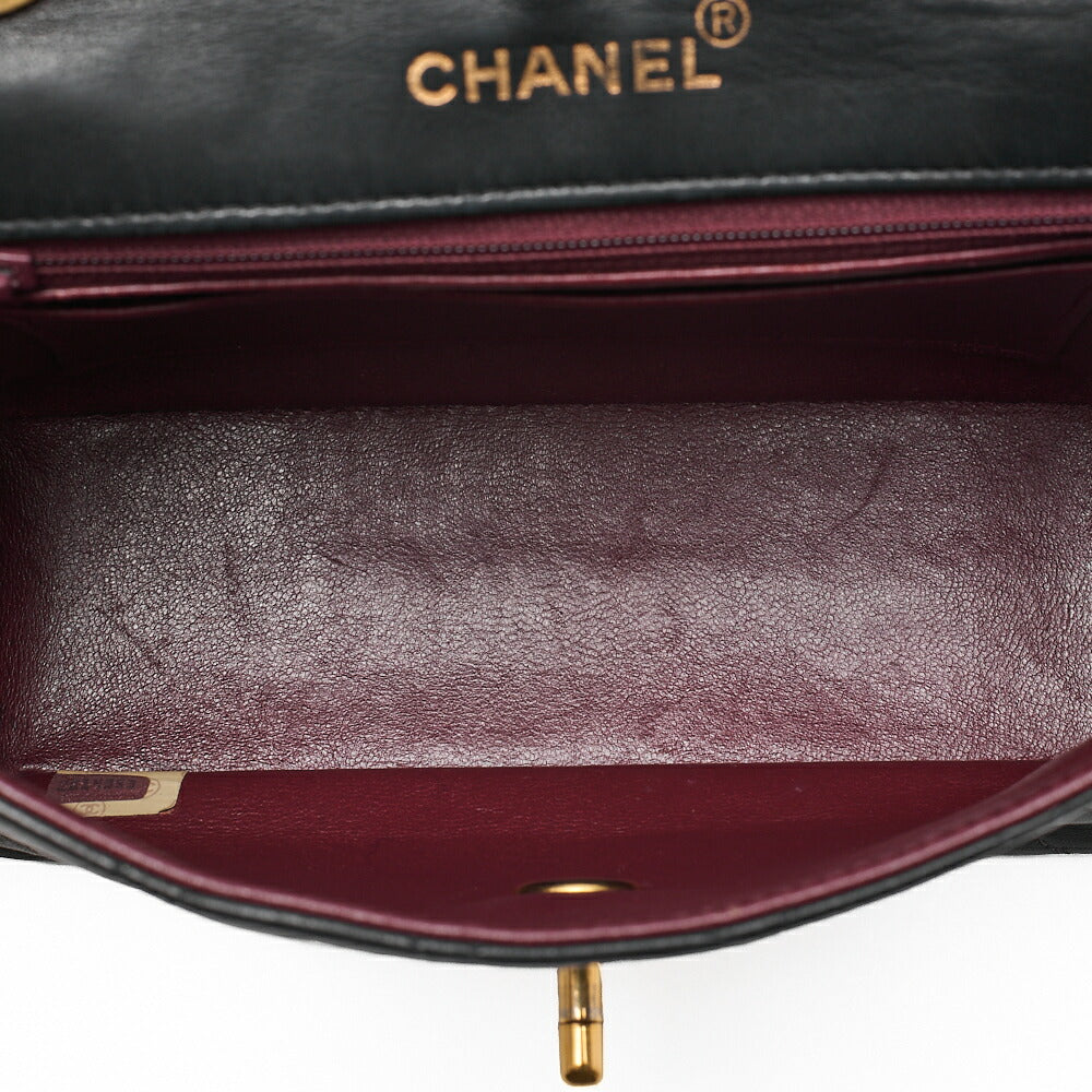 CHANEL Lambskin Matelasse Handbag Black Gold-Tone Hardware, Pre-Owned