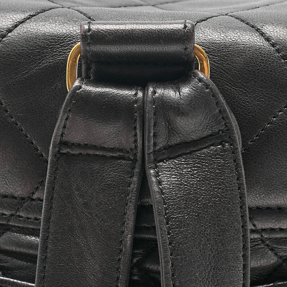 CHANEL Lambskin Coco Mark Chain Backpack Black Gold-Tone Hardware, Pre-Owned