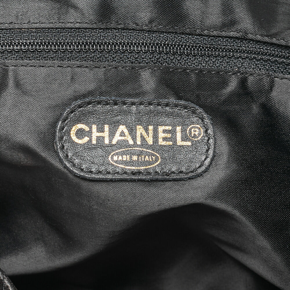 CHANEL Lambskin Coco Mark Chain Backpack Black Gold-Tone Hardware, Pre-Owned