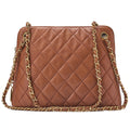 CHANEL Matelasse Plate Charm Chain Shoulder Lambskin Brown Gold-Tone Hardware, Pre-Owned