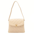 CHANEL Lambskin Matelasse Diana Flap One-Shoulder Beige Gold-Tone Hardware, Pre-Owned