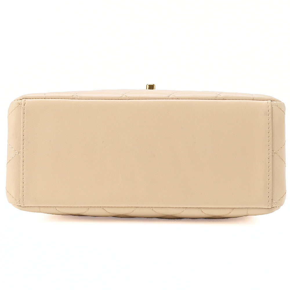 CHANEL Lambskin Matelasse Diana Flap One-Shoulder Beige Gold-Tone Hardware, Pre-Owned