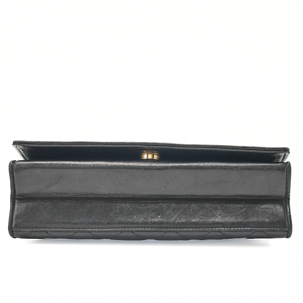 CHANEL Matelasse Full Flap Lambskin Black Top Coco Mark Chain Shoulder Gold-Tone Hardware, Pre-Owned