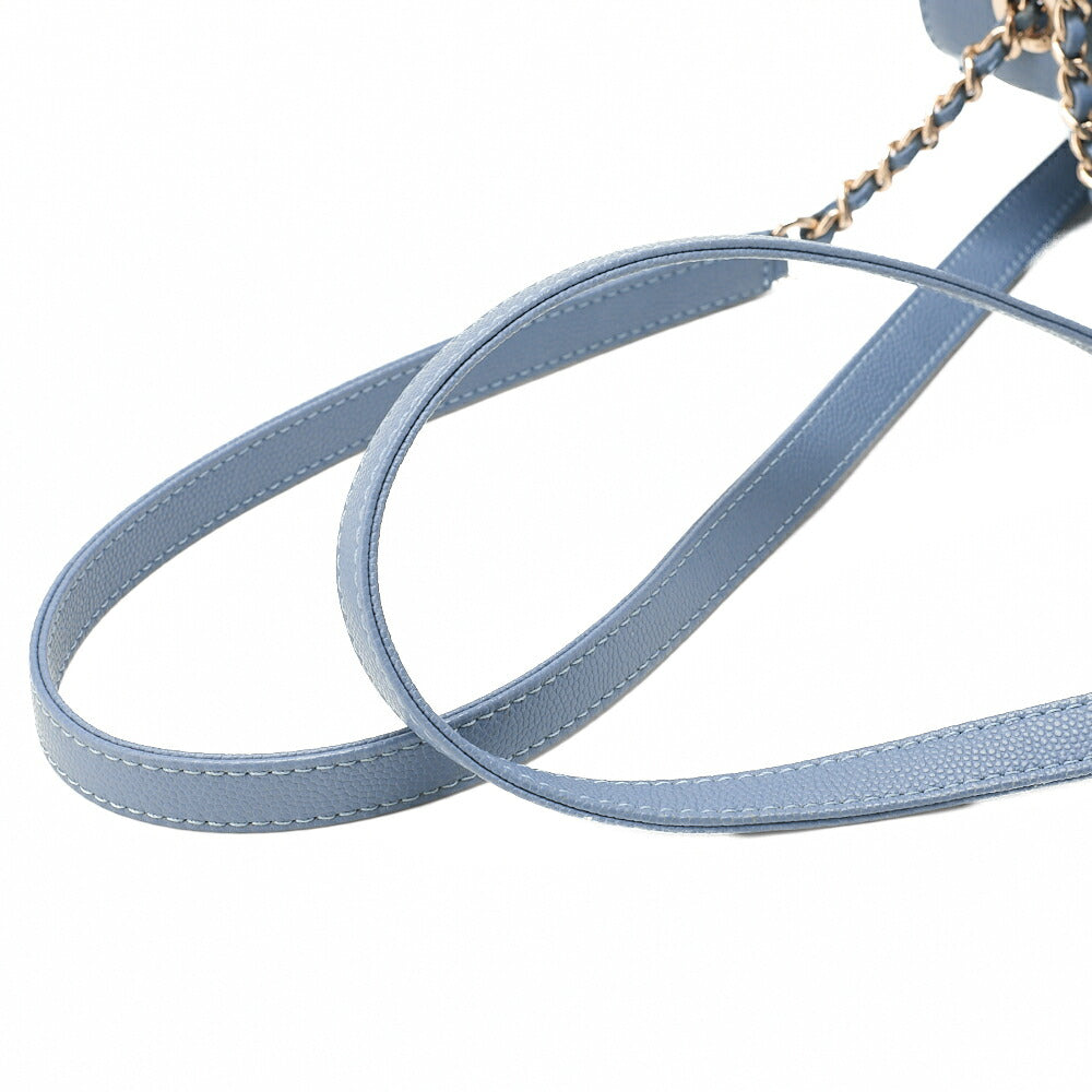CHANEL Caviar Skin Turn Lock Chain Backpack Blue Gold-Tone Hardware, Pre-Owned