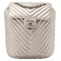 CHANEL Matelasse Turn Lock Chain Backpack Super Crew Leather Silver Silver-Tone Hardware, Pre-Owned