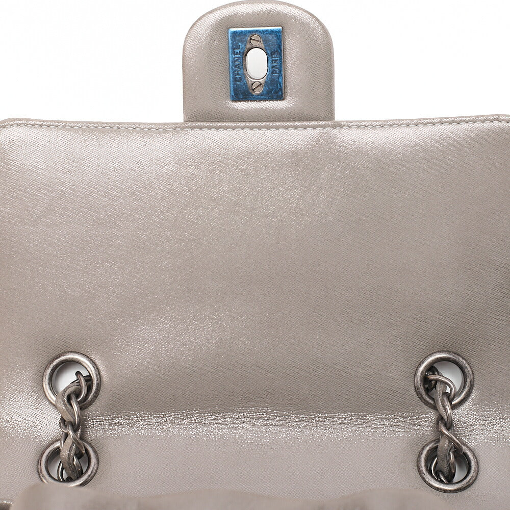 CHANEL Matelasse Turn Lock Chain Backpack Super Crew Leather Silver Silver-Tone Hardware, Pre-Owned