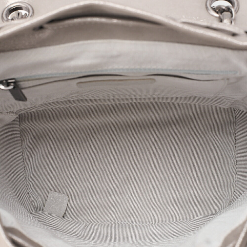 CHANEL Matelasse Turn Lock Chain Backpack Super Crew Leather Silver Silver-Tone Hardware, Pre-Owned