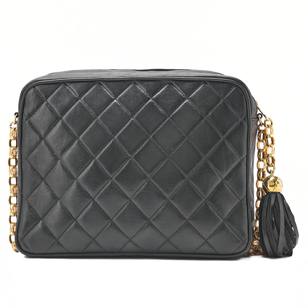 CHANEL Lambskin Matelasse Diana Flap Visual Chain Shoulder Black Gold-Tone Hardware, Pre-Owned