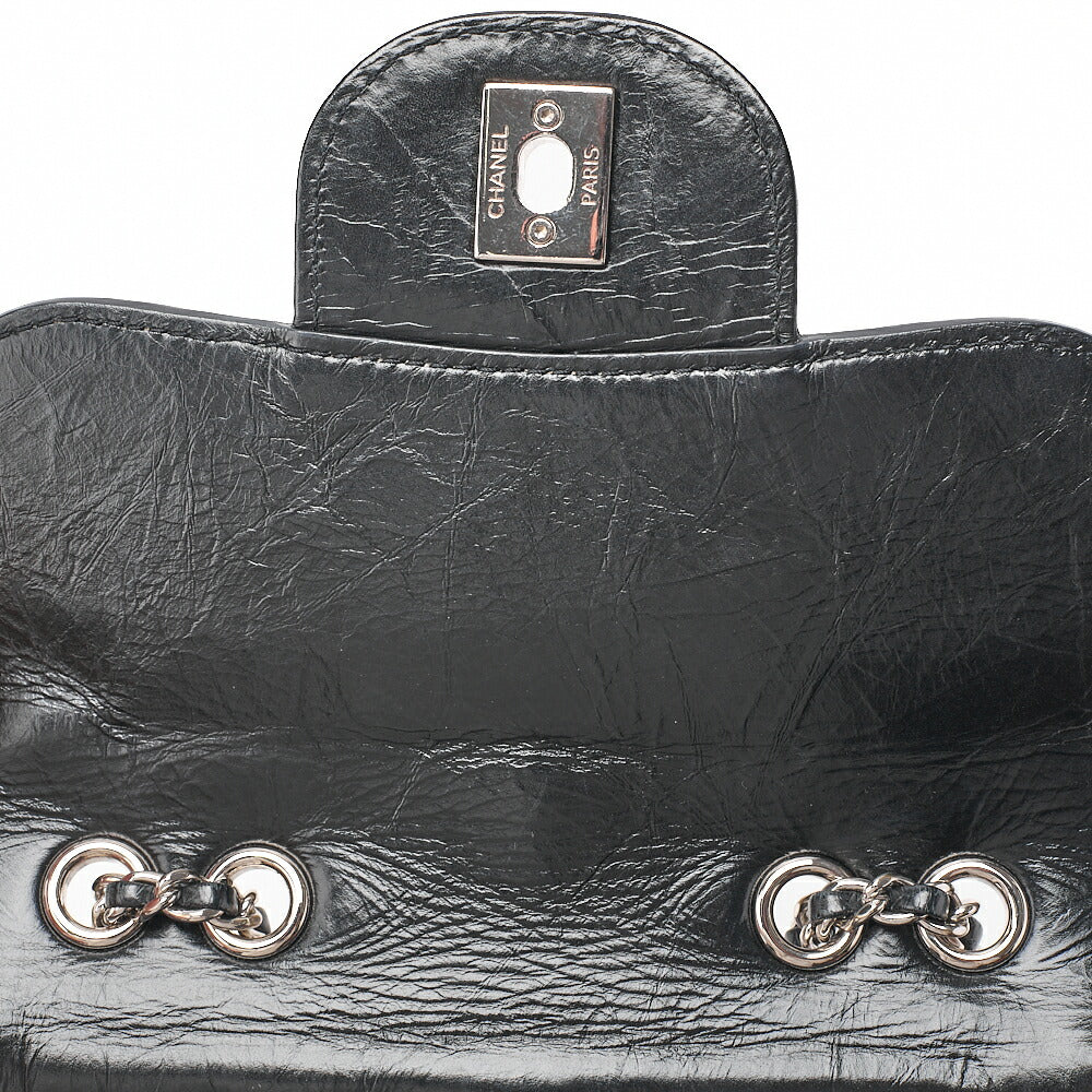 CHANEL Vintage Calf X Vinyl Matelasse Turn Lock Backpack-Type Chain Shoulder Black Silver-Tone Hardware, Pre-Owned