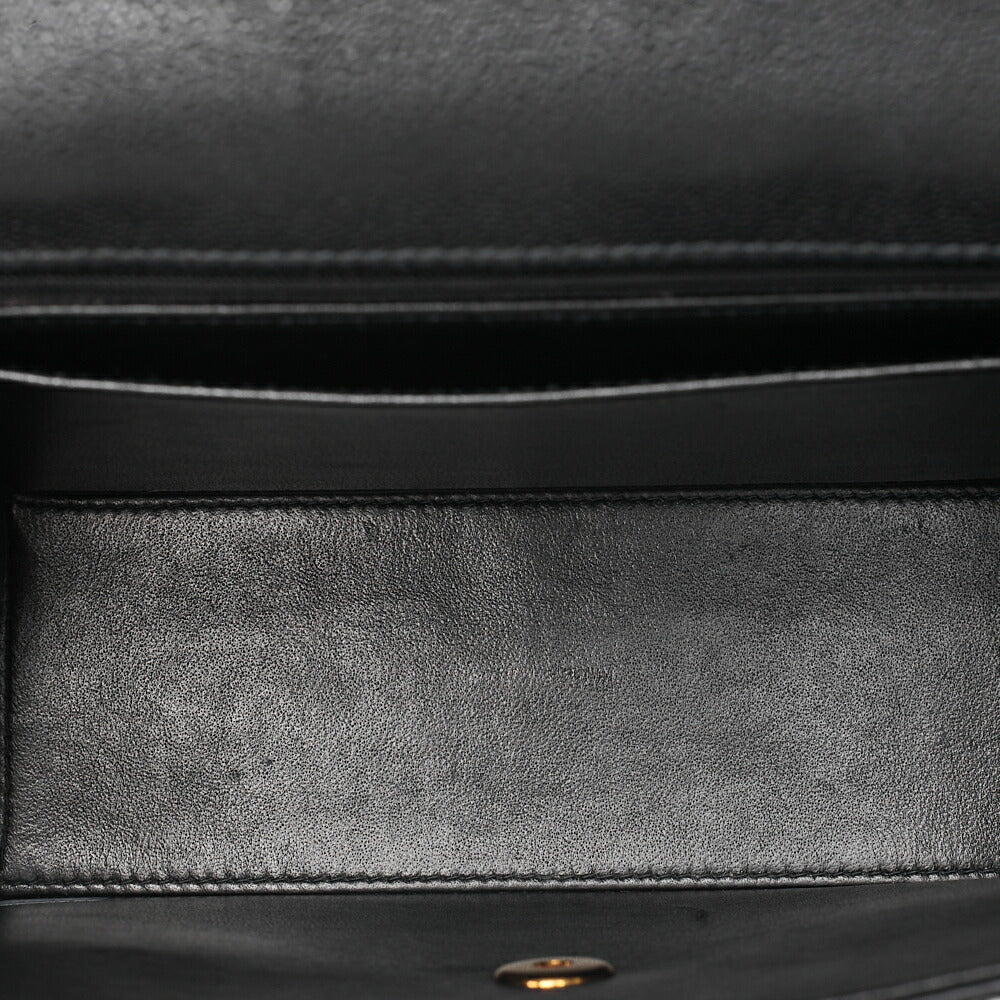 CHANEL Caviar Skin Matelasse Turn Lock V-Flap Handbag Black Gold-Tone Hardware, Pre-Owned