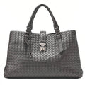 BOTTEGA VENETA Bottega Lambskin Intrechart Tote Bag Brown Dark Gray-Tone Hardware, Pre-Owned