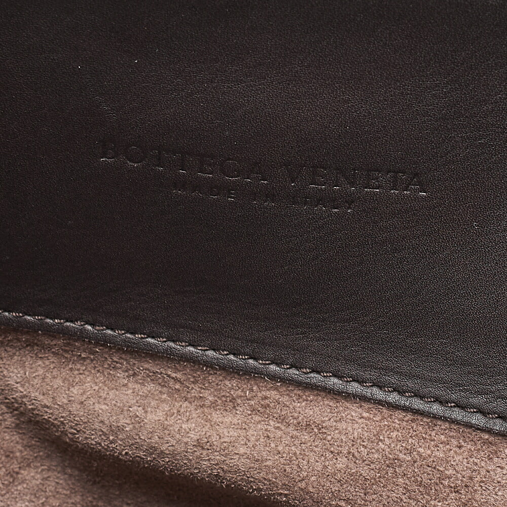 BOTTEGA VENETA Bottega Lambskin Intrechart Tote Bag Brown Dark Gray-Tone Hardware, Pre-Owned