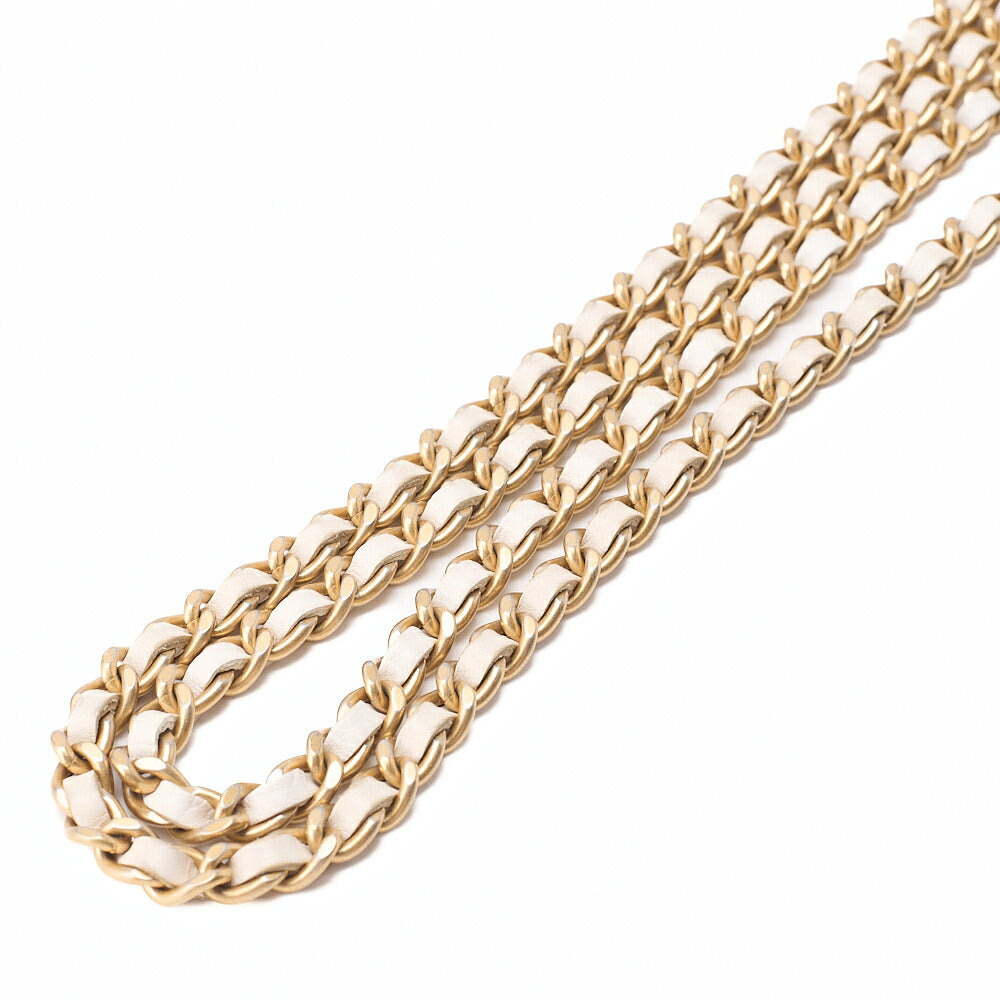CHANEL Chain Wallet Matelasse Logo Mark Lambskin White Gold-Tone Hardware, Pre-Owned