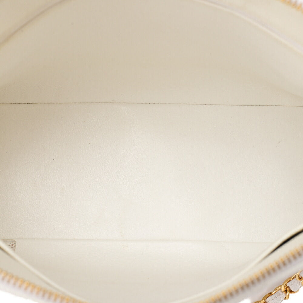CHANEL Matelasse Plate Charm Trapezoidal Chain Shoulder Caviar Skin White Gold-Tone Hardware, Pre-Owned