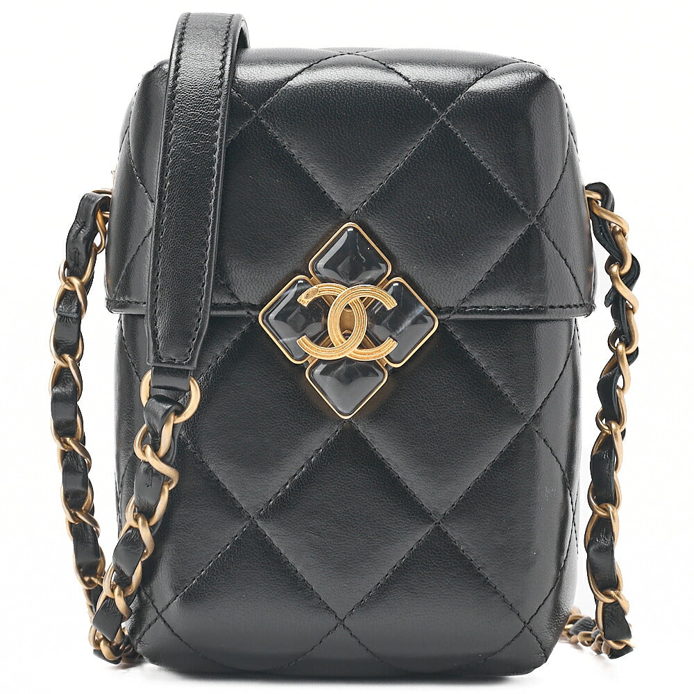 CHANEL Lambskin Matelasse Coco Mark Griffore Box Bag Chain Shoulder Gold-Tone Hardware, Pre-Owned