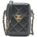 CHANEL Lambskin Matelasse Coco Mark Griffore Box Bag Chain Shoulder Gold-Tone Hardware, Pre-Owned