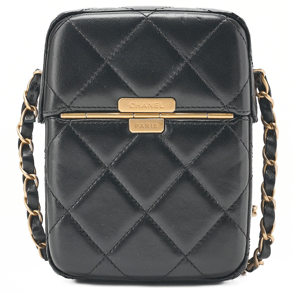 CHANEL Lambskin Matelasse Coco Mark Griffore Box Bag Chain Shoulder Gold-Tone Hardware, Pre-Owned