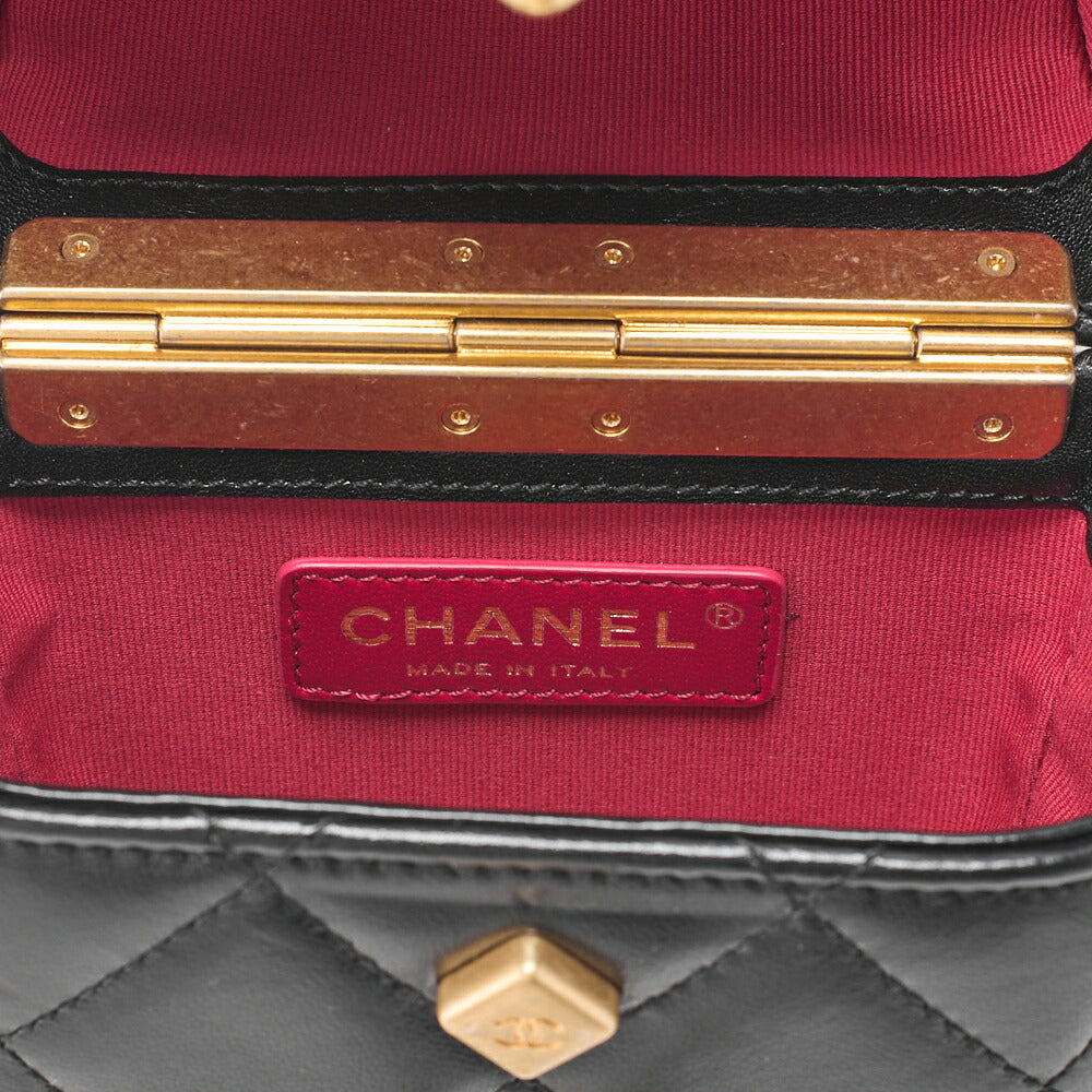 CHANEL Lambskin Matelasse Coco Mark Griffore Box Bag Chain Shoulder Gold-Tone Hardware, Pre-Owned