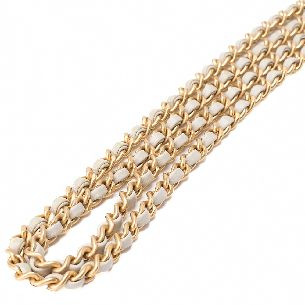 CHANEL Lambskin Mini Matelasse Ball Chain Shoulder Gray Gold-Tone Hardware, Pre-Owned