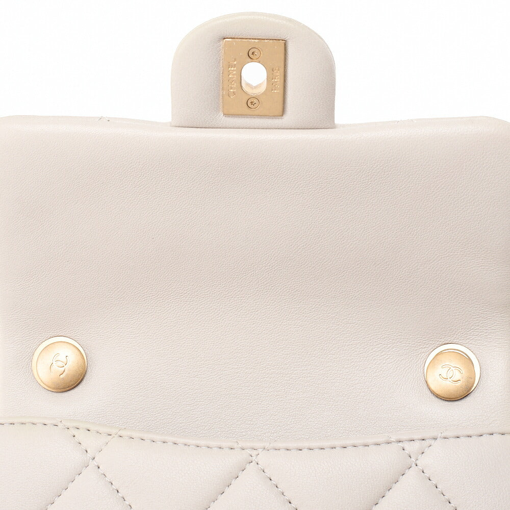 CHANEL Lambskin Mini Matelasse Ball Chain Shoulder Gray Gold-Tone Hardware, Pre-Owned