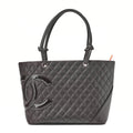 CHANEL Cambonline Matelasse Tote Bag Calf Leather x Enamel Brown Silver-Tone Hardware, Pre-Owned