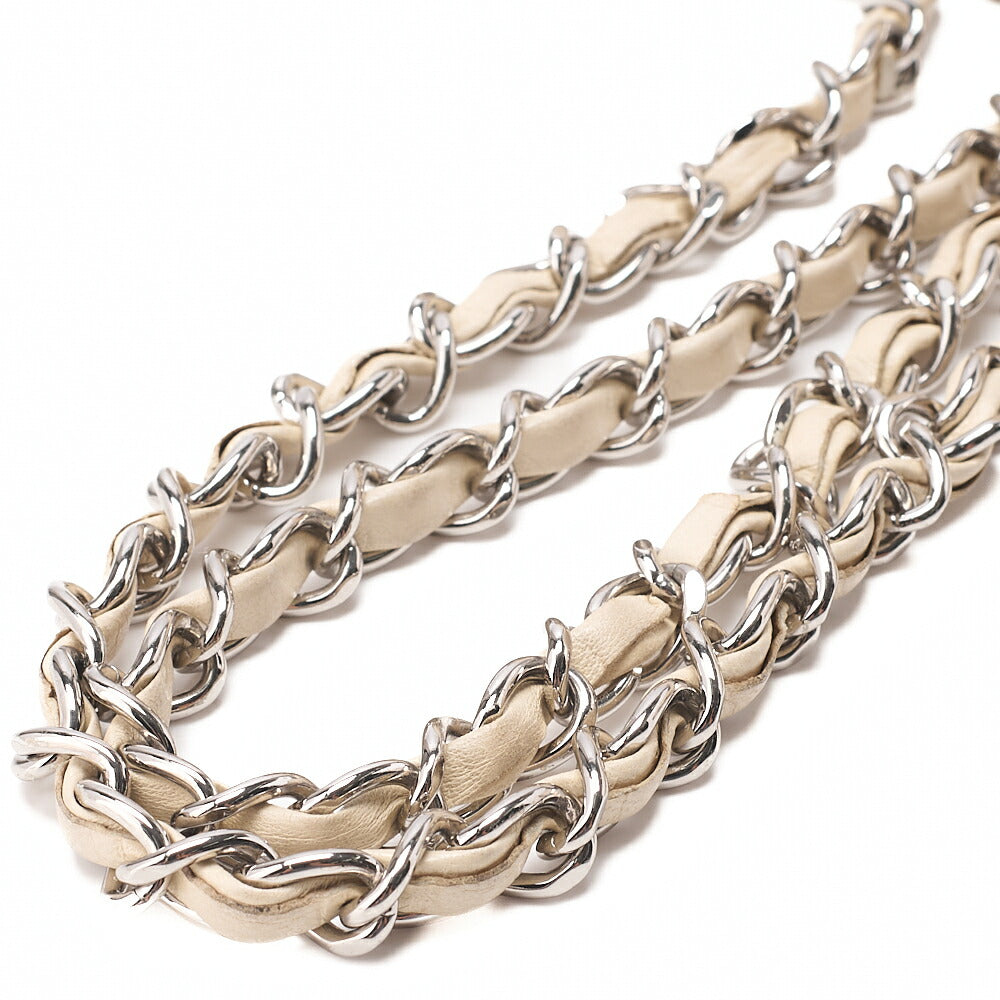 CHANEL Lambskin East Waist 2.55 Lock Chain Shoulder Bag White Silver-Tone Hardware, Pre-Owned