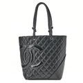 CHANEL Calf Leather x Enamel Cambon Line Boring Bag Black x Black Silver-Tone Hardware, Pre-Owned