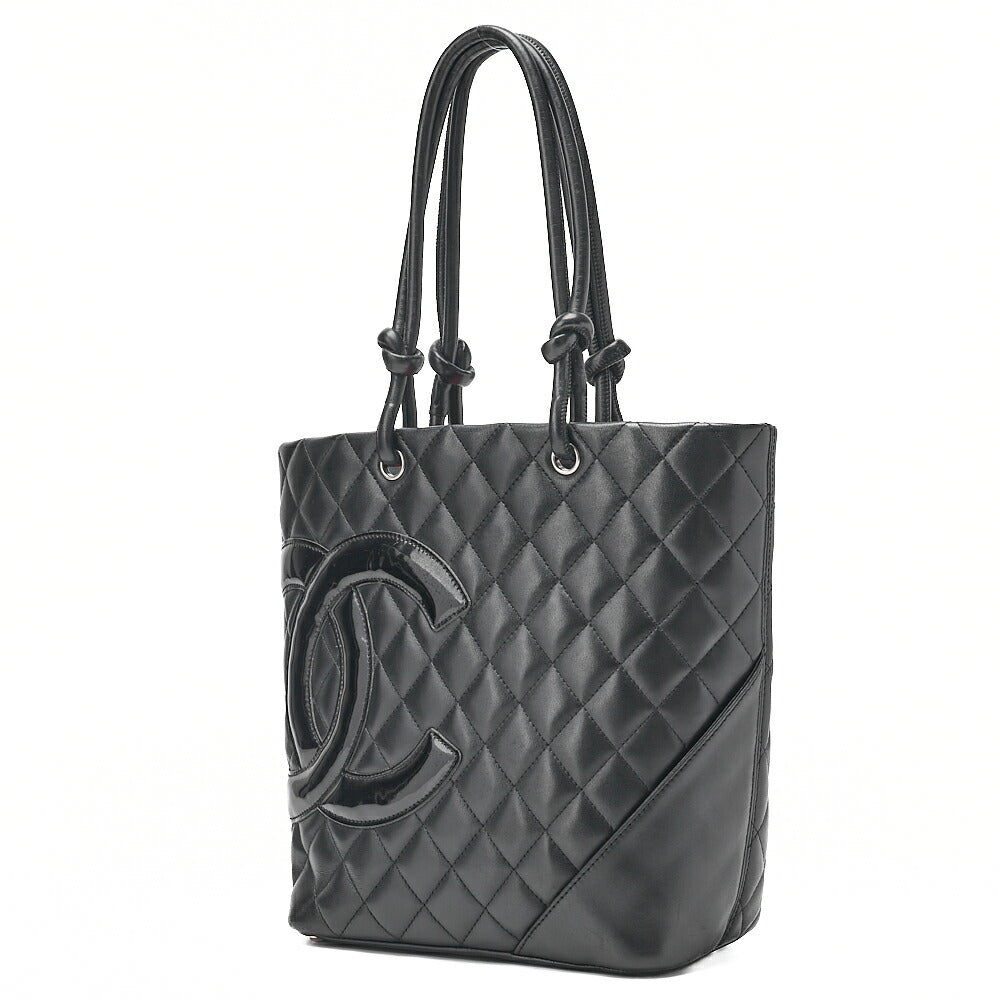 CHANEL Calf Leather x Enamel Cambon Line Boring Bag Black x Black Silver-Tone Hardware, Pre-Owned