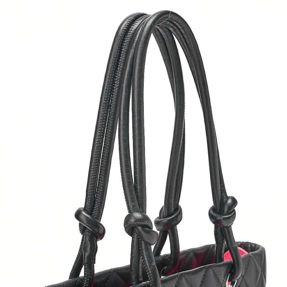 CHANEL Calf Leather x Enamel Cambon Line Boring Bag Black x Black Silver-Tone Hardware, Pre-Owned