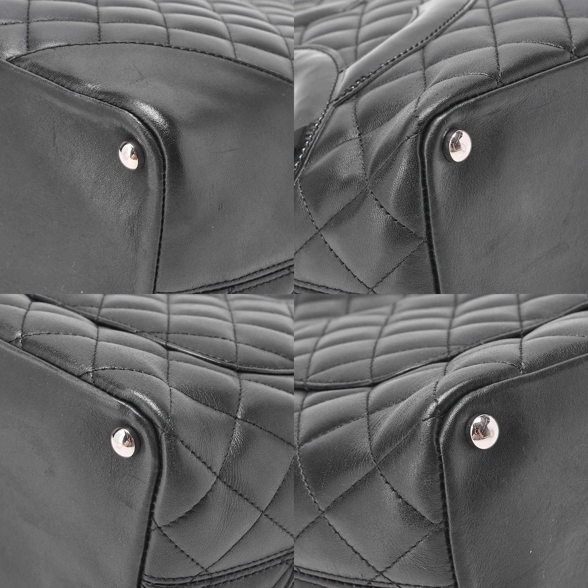 CHANEL Calf Leather x Enamel Cambon Line Boring Bag Black x Black Silver-Tone Hardware, Pre-Owned