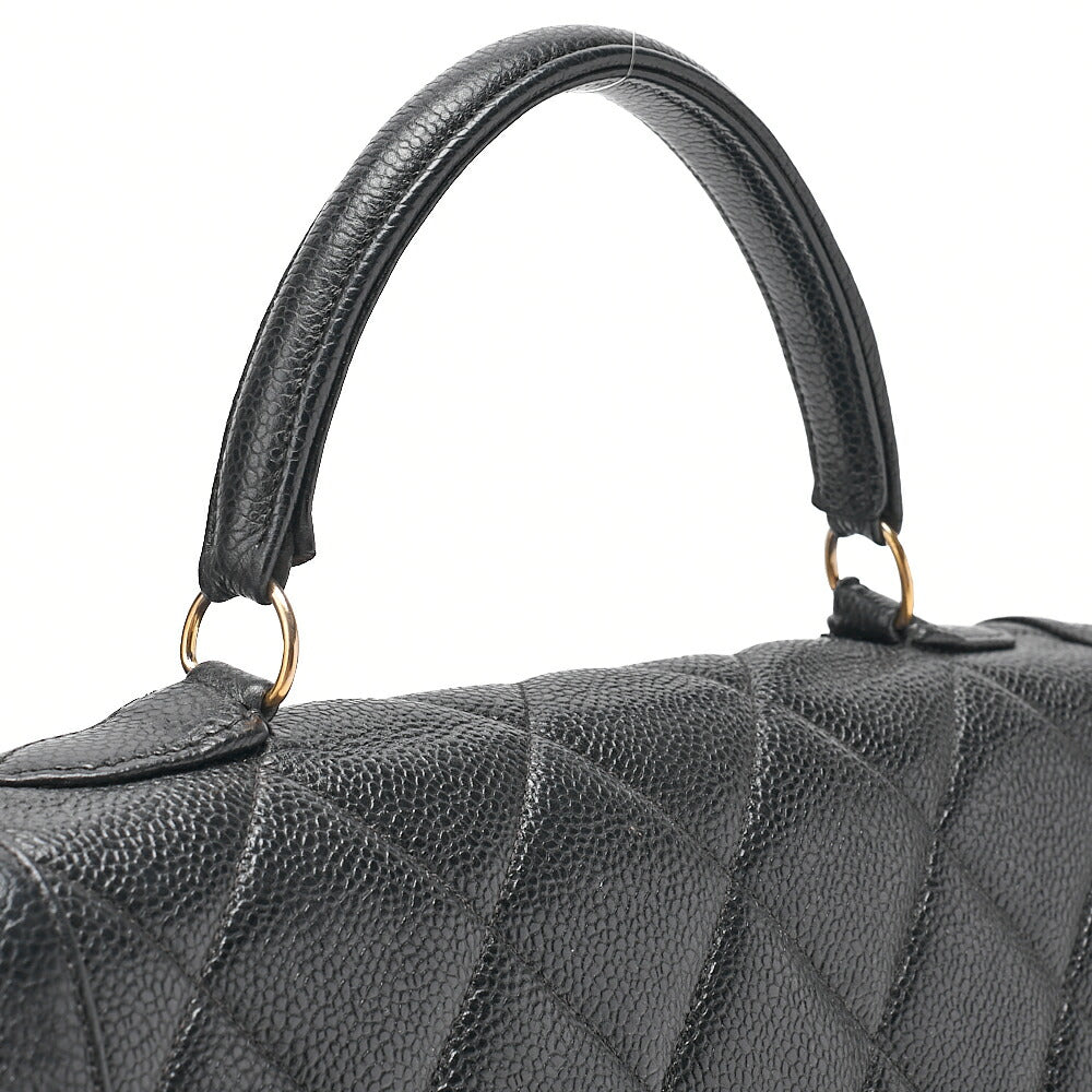 CHANEL Handbag Matelasse Caviar Skin Black Gold-Tone Hardware, Pre-Owned