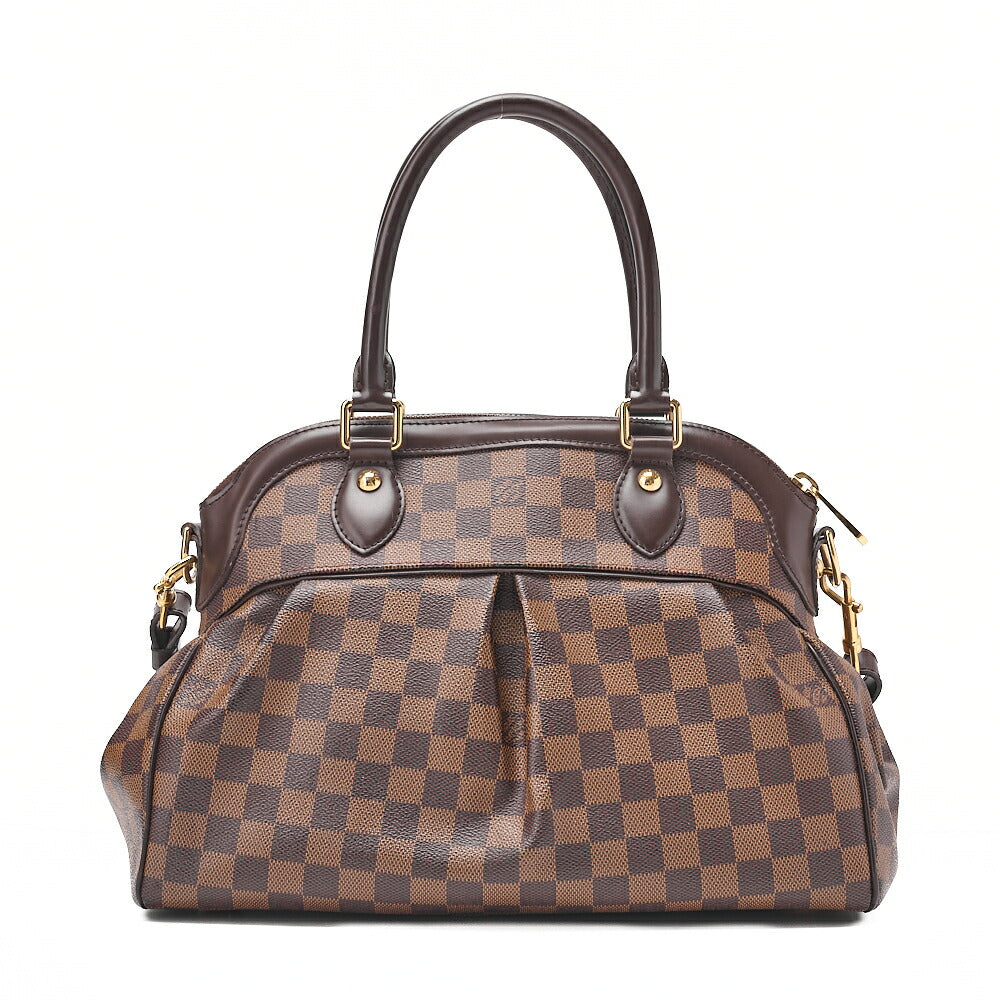 LOUIS VUITTON Louis Vuitton Damier Trevy PM Handbag N51997 Damier Ebene Brown Gold-Tone Hardware, Pre-Owned