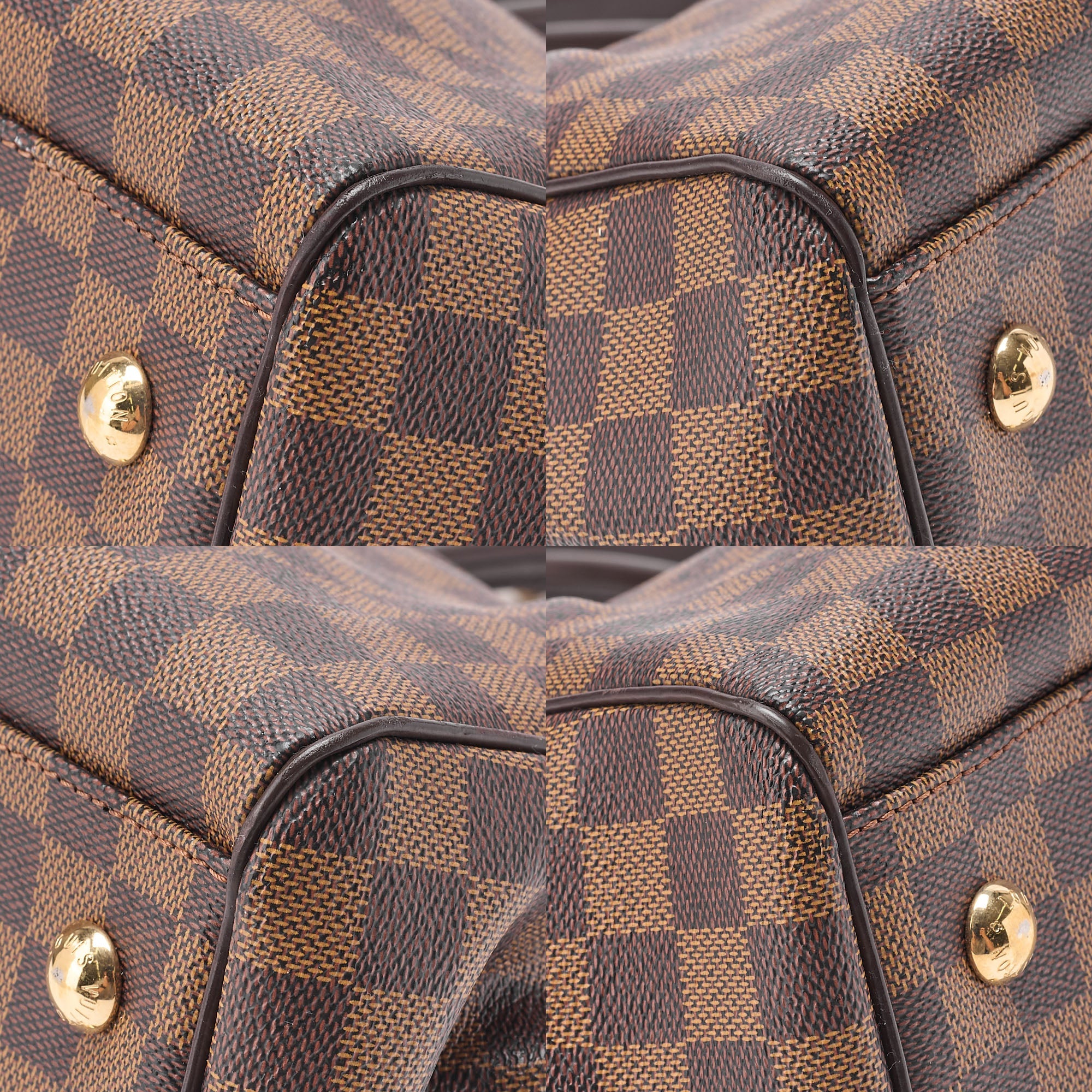 LOUIS VUITTON Louis Vuitton Damier Trevy PM Handbag N51997 Damier Ebene Brown Gold-Tone Hardware, Pre-Owned