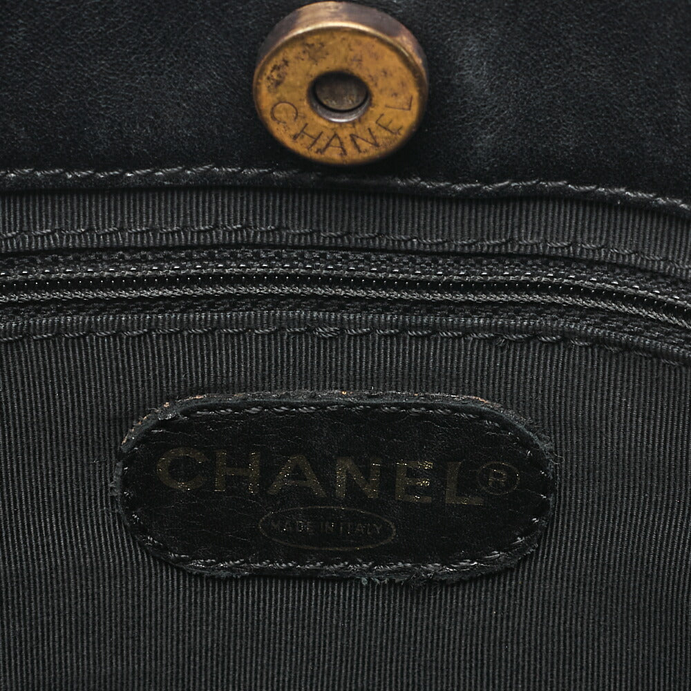 CHANEL Chain Tote Bag Lambskin Coco Mark Tortoiseshell Pattern Plastic Chain Shoulder Black Gold-Tone Hardware, Pre-Owned