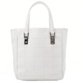 CHANEL Caviar Skin Choco Bar Handbag White Silver-Tone Hardware, Pre-Owned