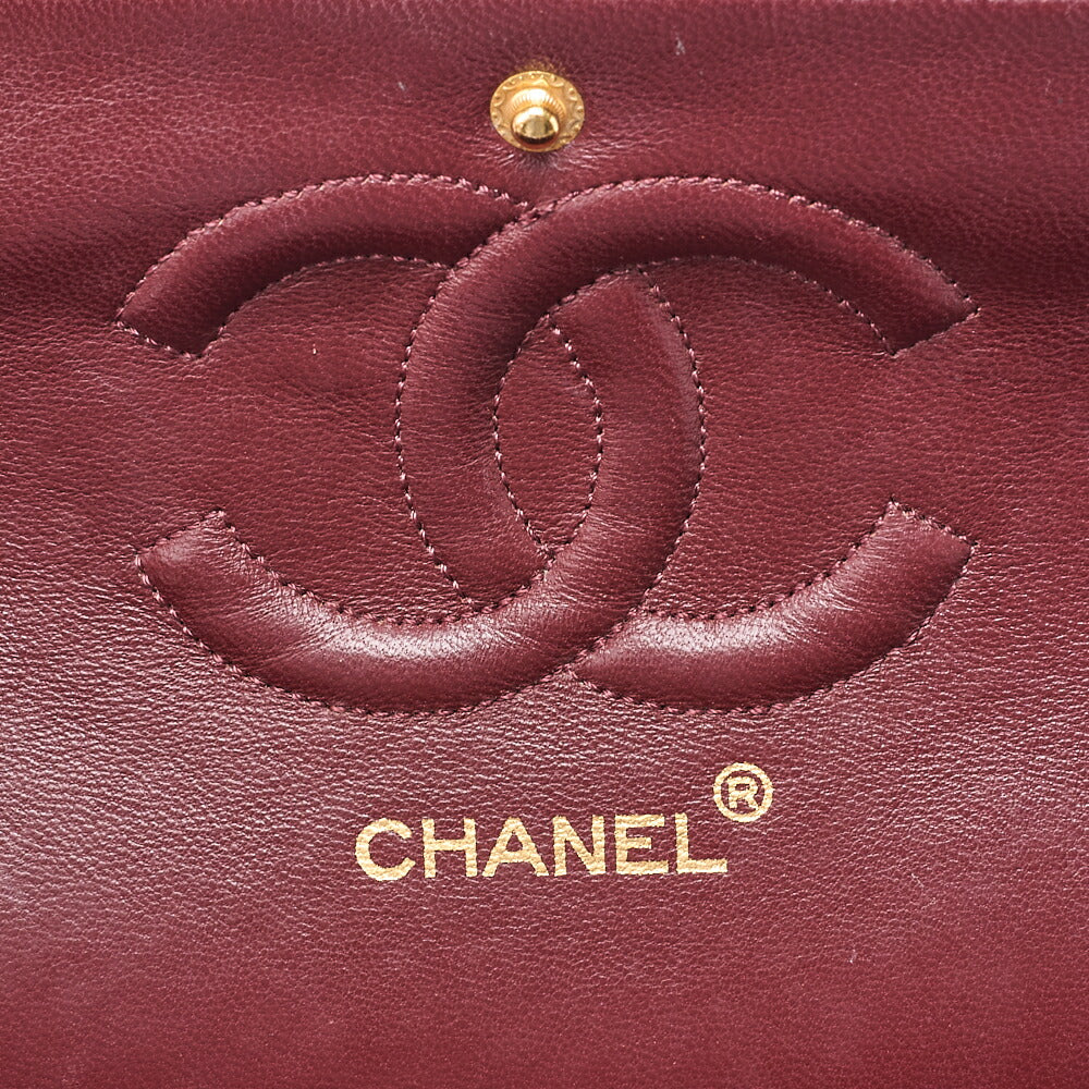 CHANEL Lambskin Matelasse Double Flap 25cm Chain Shoulder Dark Navy Gold-Tone Hardware, Pre-Owned